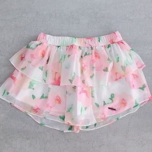 Chiffon skirt with soft pink floral print